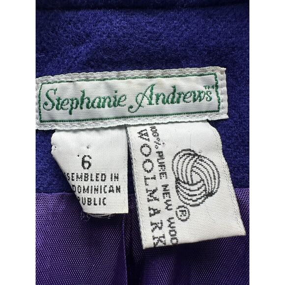 Stephanie Andrews Pure wool blue‎ vintage Blazer Women Size 6 - Picture 5 of 10